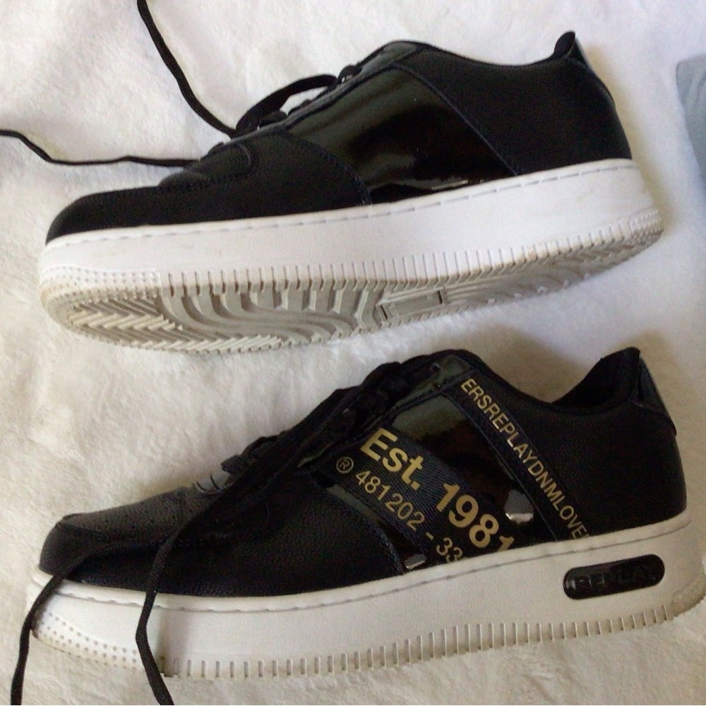Replay love denim trainers, black, worn once 39 - Picture 6 of 8